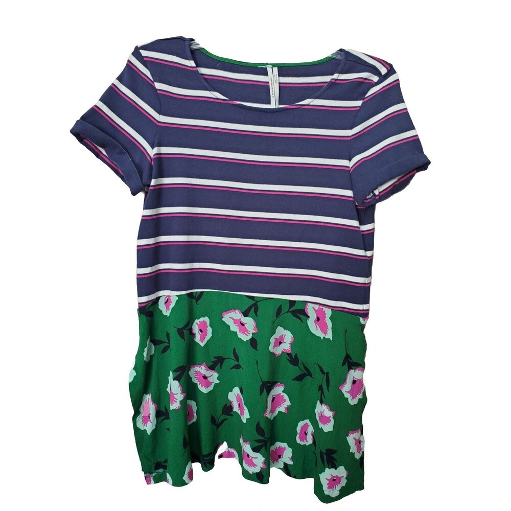 Anthropologie Sonja Mixed Media Stripes Floral Top Size XS Cotton/Viscose